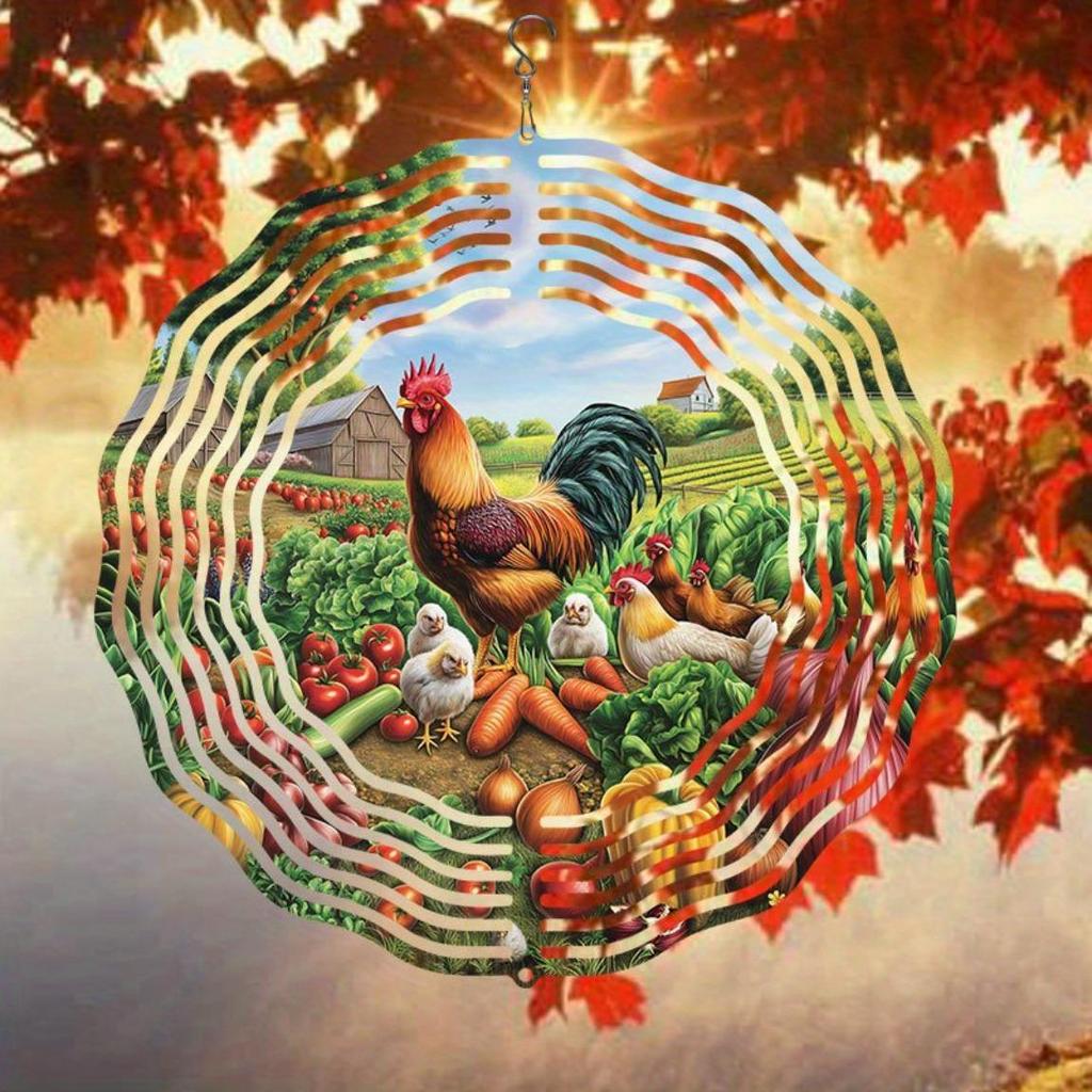 Metal Wind Spinner 2D Blue Tiger Design Hanging Decor for Garden Yard Balcony Outdoor Decoration No Battery Needed