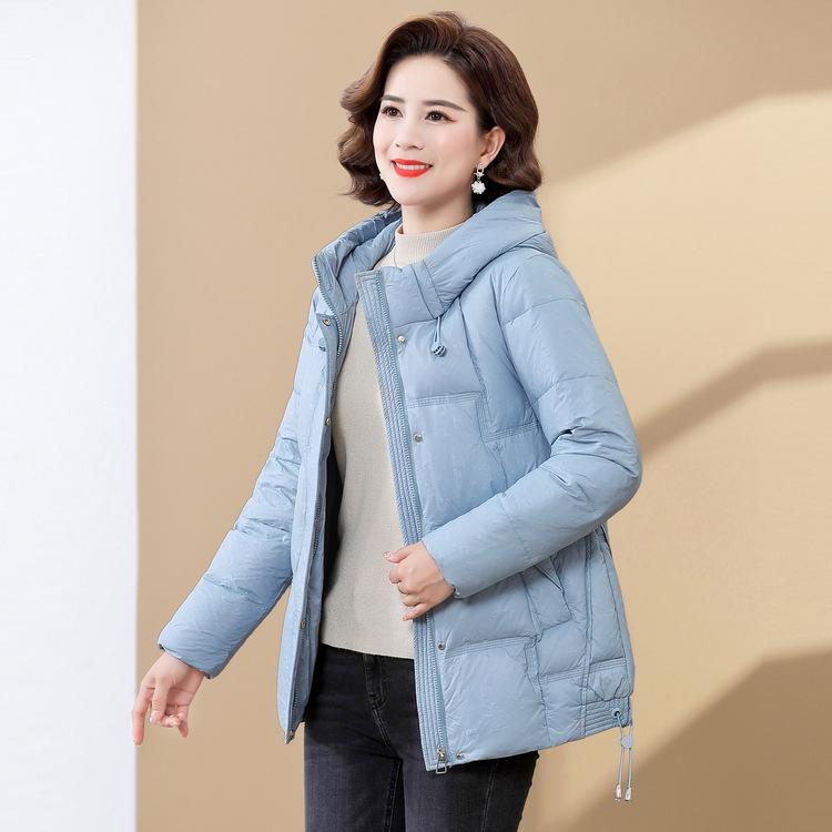 New Mother Winter Down Jacket Fashionable Middle-aged and Elderly Women's Clothing 40 Years Old 50 Fashionable Hooded White Duck Down Jacket