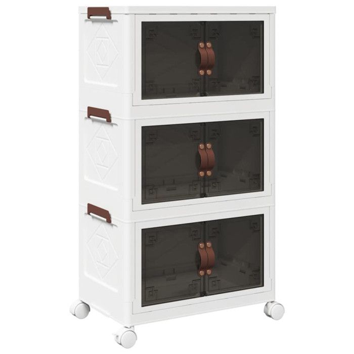 Stackable Storage Box with Wheels 3 Levels 28 L