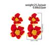 Exquisite White Enamel Petal Dangle Earrings for Women Vintage Double-Layer Metal Flower Earrings Classic Fashion Jewelry Gifts