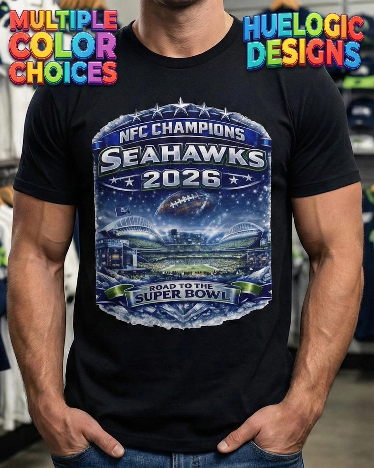 Seahawks NFC Champions 2026 Reprint T-Shirt Road to Super Bowl L