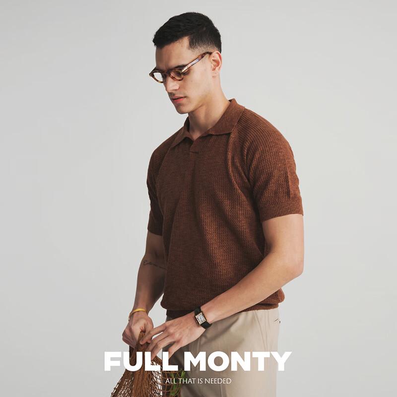 FULL MONTY Men s Linen-Cotton Blend Knit Polo Shirt XL