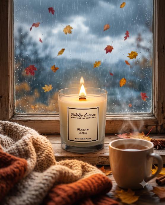 soy candle with a wooden wick + BAKED APPLE