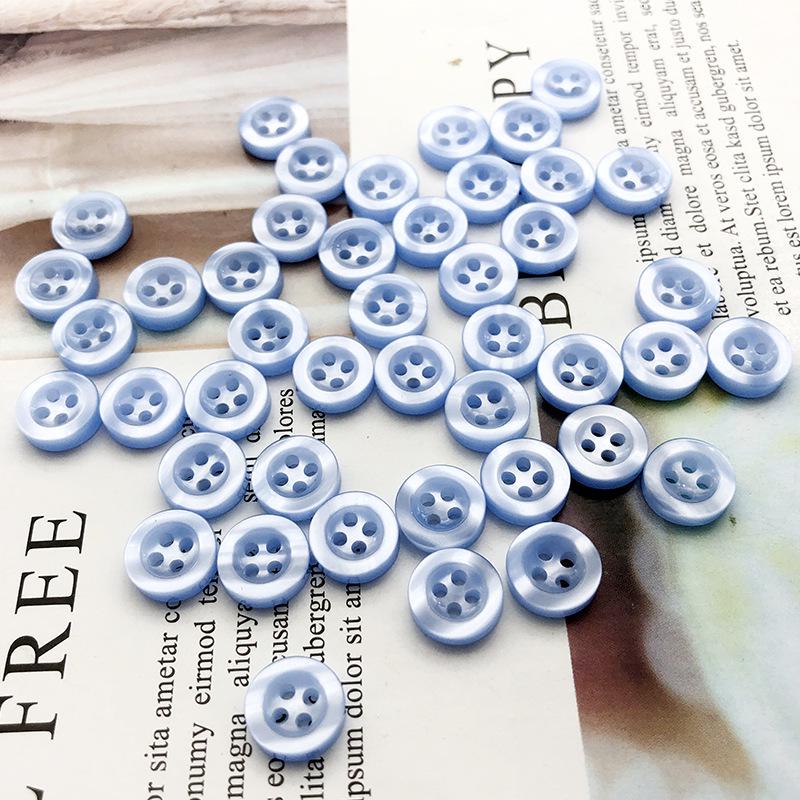 Sky Blue Handmade Unisex Shirt with Round Light Blue Buttons