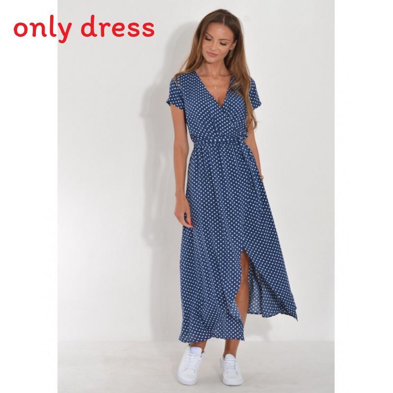 Euro Style Short Sleeve V Neck Printed Dress With High Waist For Summer Streetwear