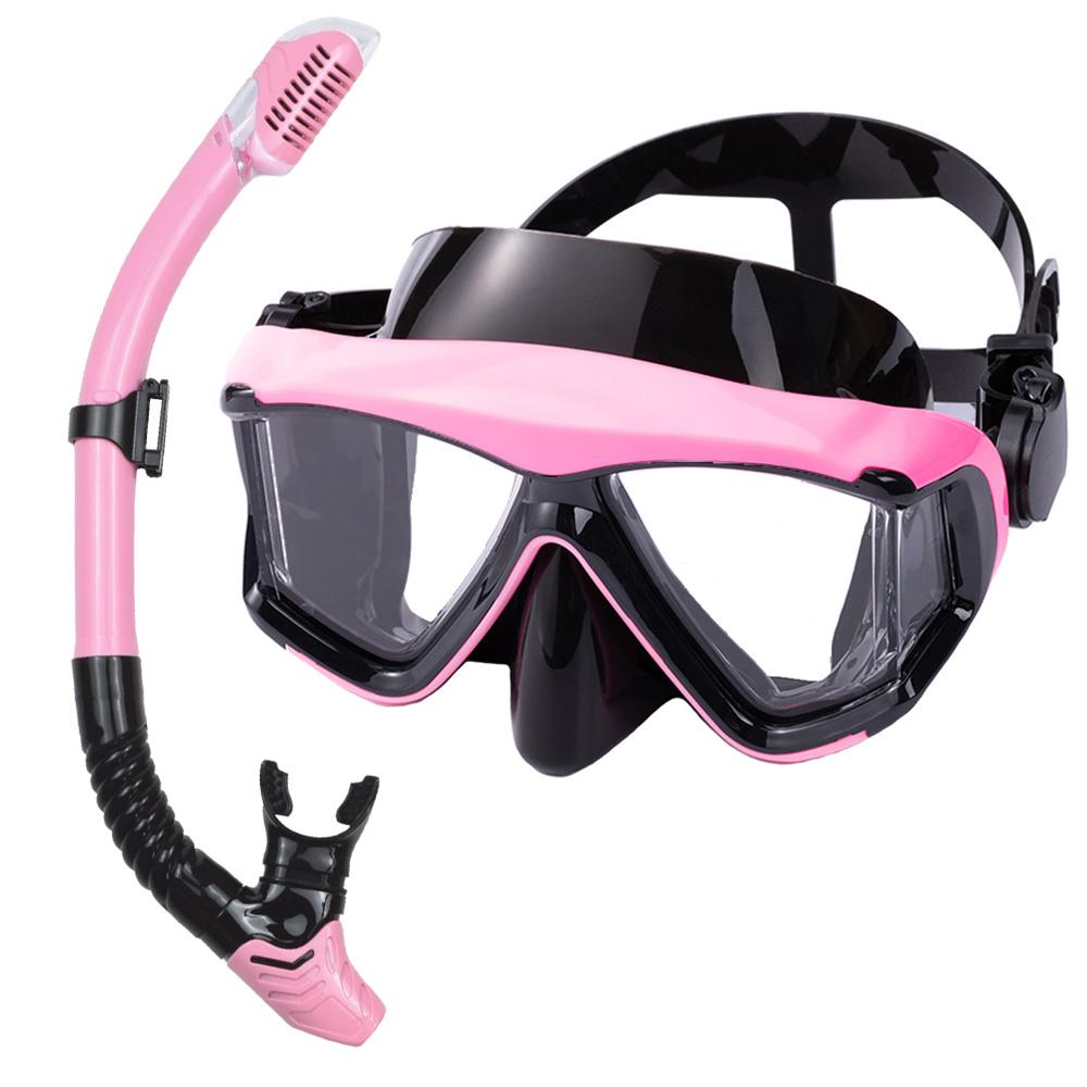 

Snorkel Mask Set Scuba Diving Swimming Training Goggles Anti-Fog Anti-Leak 3 Windows Panoramic Wide View HD Dry Top Adults Youth Li Practical Use
