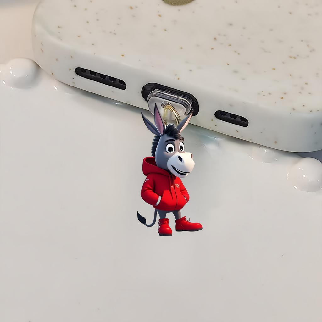 1pc 2D Cute Donkey Mobile Phone Dustproof Plug for Smartphones, Beautiful Mobile Phone Accessories, Mobile Phone Decorations