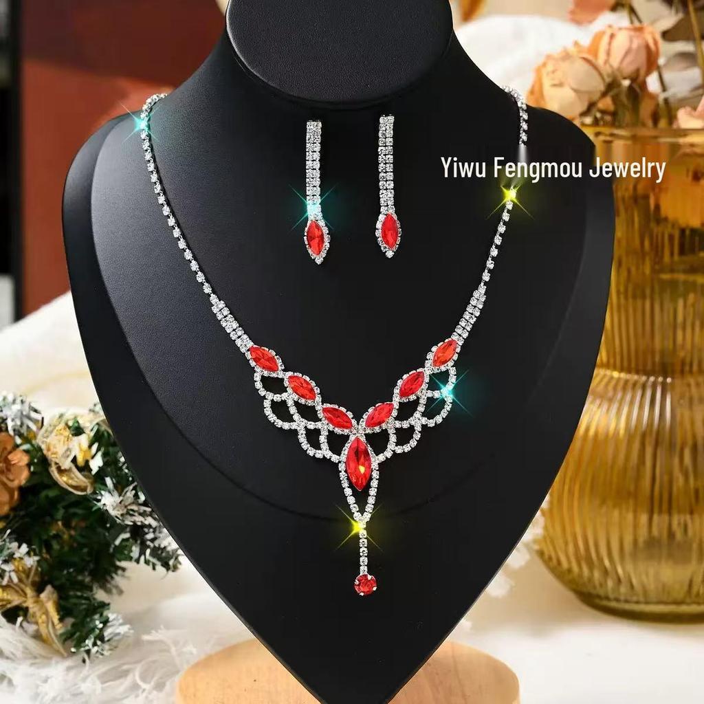 Sparkling Diamond Bridal Necklace & Earrings Set for Wedding and Evening Dress