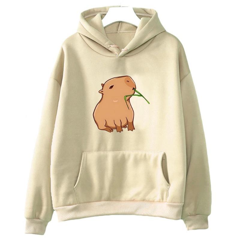 Zabawna bluza z kapturem z nadrukiem kapibary kobiety/mężczyźni Kawaii Cartoon topy bluza dla dziewczynek Unisex moda Harajuku graficzne swetry z kapturem