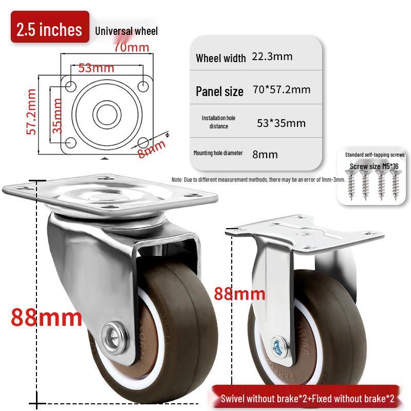Ultra-Quiet Universal Small Trolley Load-Bearing Swivel Caster for Furniture