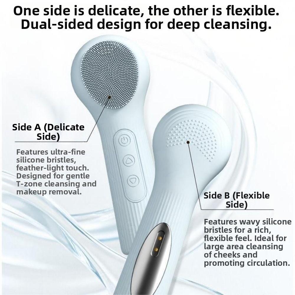 Waterproof Silicone Facial Cleanser Ultrasonic Heated Facial Brush Face Scrubber Household Use