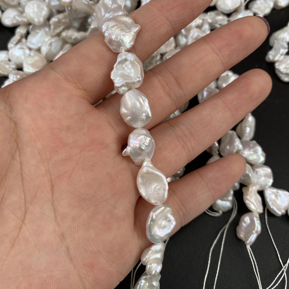 1String, Irregular Pearls, 12×16-13×18mm, White Natural Freshwater Pearl Beads for Jewelry Making DIY Supplies, Women's Craft Gifts 36cm
