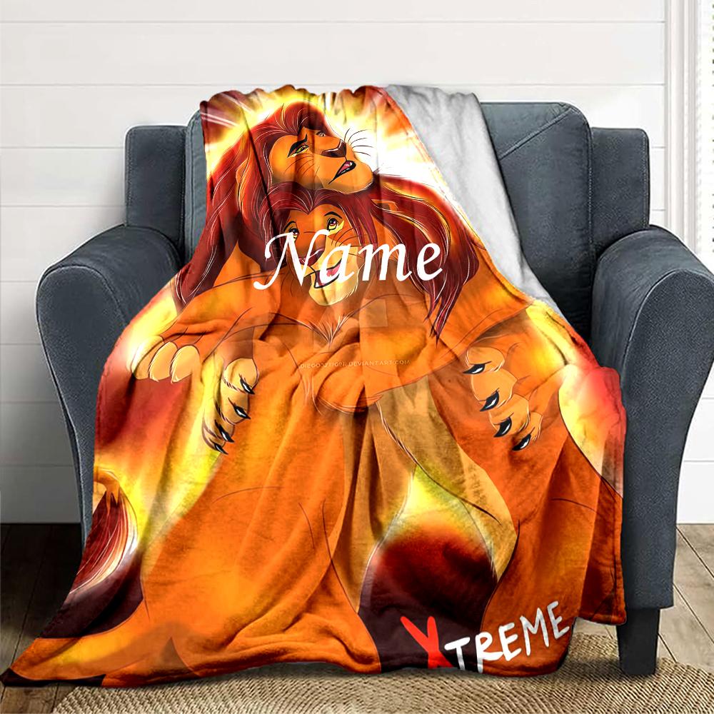 Custom Name Lion Adventure Party Blanket For Couch Bed Plush Cozy Fuzzy Blanket Super Soft Warm Blankets For Fall And Winter 0916270