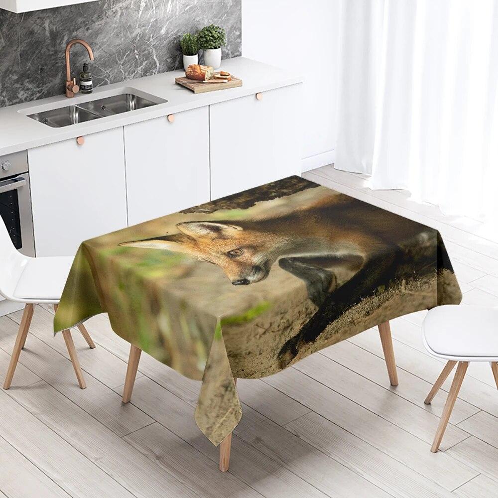 Cute Fox Tablecloth Party Restaurant Table Decoration Waterproof Rectangular  Kawaii New Home Kitchen