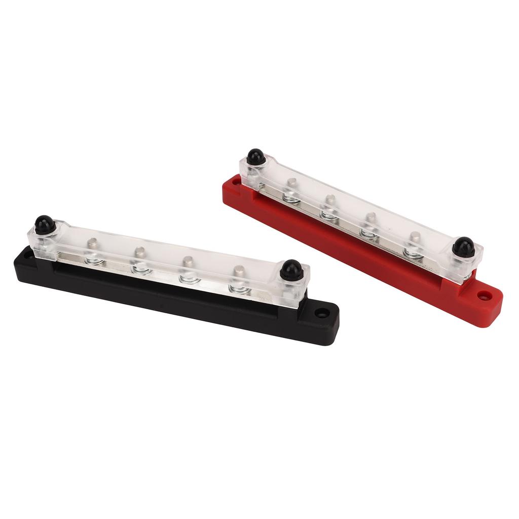 2PCS Battery Bus Bar Black Red DC12V to 48V 150A M6 Terminal 6 Stud for RV Car Ship Yacht Power Syst