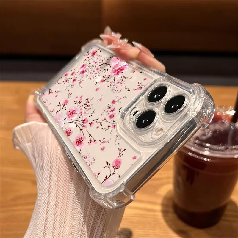 Cute Flowers Transparent Phone Case For iPhone 17 16 15 14 13 12 11 Pro Max 17 Air 14 15 Plus X XR XS Shockproof Silicone Cover