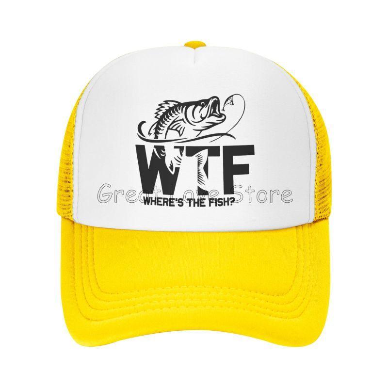 WTF Where's The Fish Print Mesh Baseball Cap Unisex Adjustable Snapback Caps Dad Fishing Hat Summer Sun Protection Hats