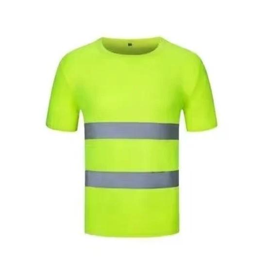 2023Outdoor Shirt Fluorescent High Visibility Safety Work Shirt Summer Breathable Work T Shirt Reflective Vest t-shirt Quick Dry M