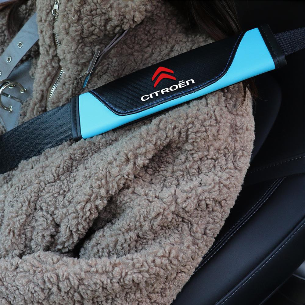 1/2Pcs Car Seat Belt Shoulder Cover Carbon Fiber Protective Pad For Citroen C1 C2 C3 C4 Picasso C4L C5 C-ELYSEE DS DS4 Berlingo