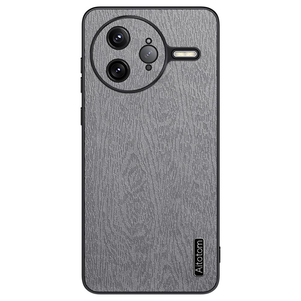For Xiaomi Poco F7 Ultra 5G/Redmi K80 Pro 5G Case Wood Texture PU Leather Coated PC TPU Phone Cover