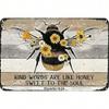 Vintage Metal Wall Art Sign, Kind Words Are Honey Quote, Rectangular Tin Poster for Home Decor