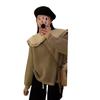 Contrasting Color Doll Collar Sweater Female Spring and Autumn Small Lazy Wind Loose Soft Waxy Sweet Thickened Knitted Top