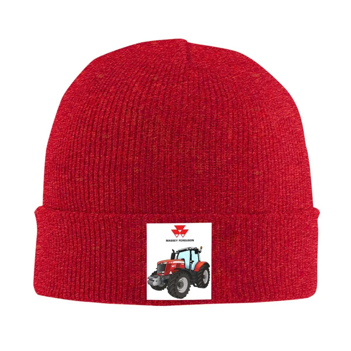 Massey Ferguson Tractor Red Tractor Warm Knitted Cap Winter Knit Bonnet Hat Skullies Beanies Hip Hop Caps for Unisex One Size