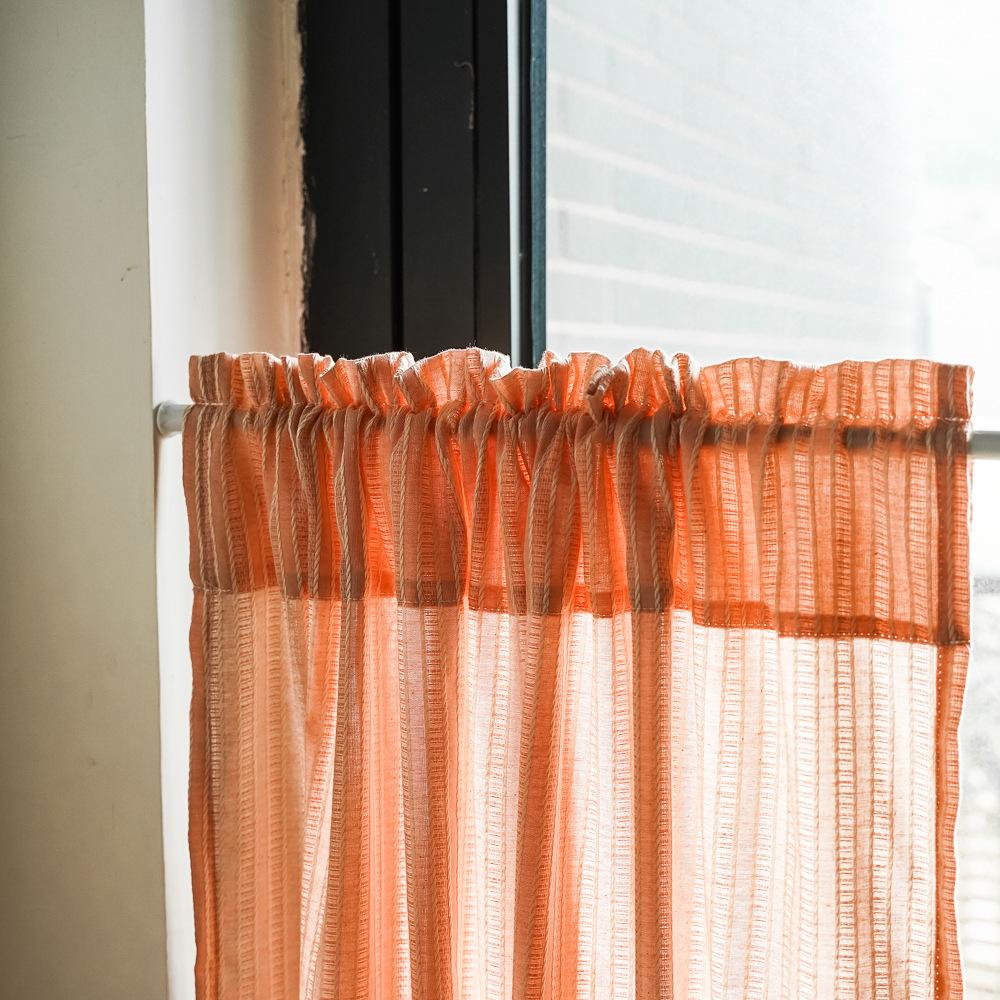 Punch-free Partition Curtain Striped Cotton and Linen Fabric Hanging Curtain Household Door Curtain Kitchen Coffee Half Curtain