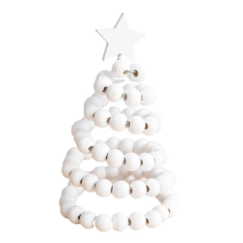

Wooden Beaded Miniature Christmas Tree Ornament Festival Tree Decoration For Mantels Dining Table Holiday Centerpieces