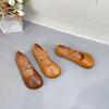 Johnature Genuine Leather Shallow Flats Retro Loafers Comfortable Soft Sole Round Toe Versatile Women's Shoes