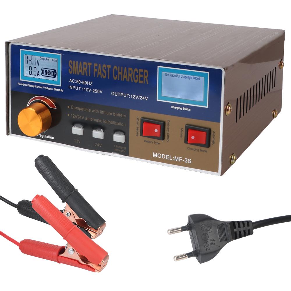 

400 Вт для внедорожника, грузовика, лодки, мотоцикла, интеллектуальное импульсное зарядное устройство 12 В/24 В, ремонт импульсов, зарядное устройство для автомобильного аккумулятора с вилкой ЕС/США