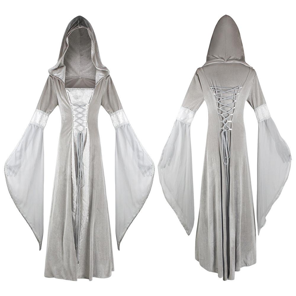 Mittelalterliches Kapuzen-Langkleid Cosplay Kleidung Europäischer Und Amerikanischer Stil Retro Stil Brautkleid Taillenkleid Cosplay Kleidung