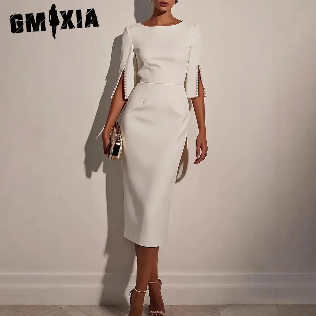 GMXIA Women's Fashion Summer Spring Solid Color Print Short Sleeve O-Neck Casual Dresses