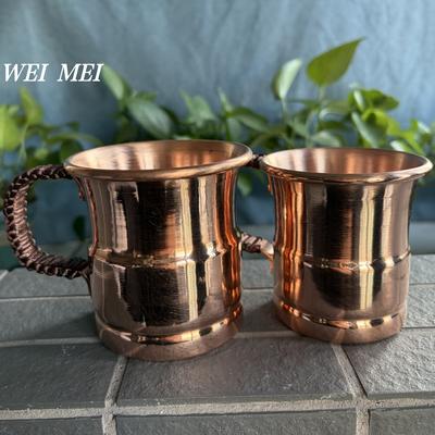 Tazza da tè per la colazione in rame vintage fatta a mano, Tazza da caffè per succhi Moscow Mule ispessita da 350 ml, Tazza da tè con manico intrecciato, Stoviglie