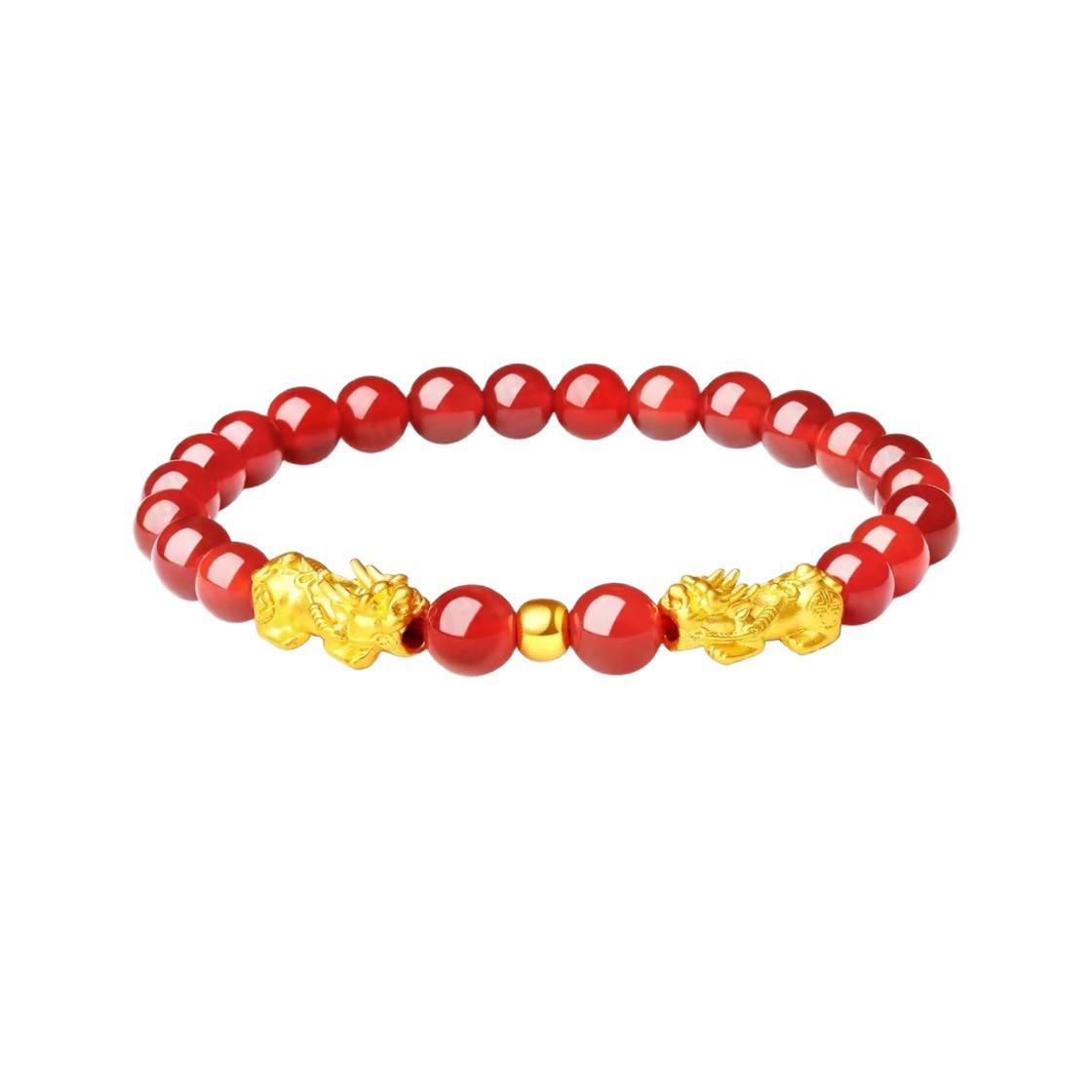 Shuibei 999 Pure Gold Pixiu  Red Agate Women s Bracelet Gift Bracelet Only