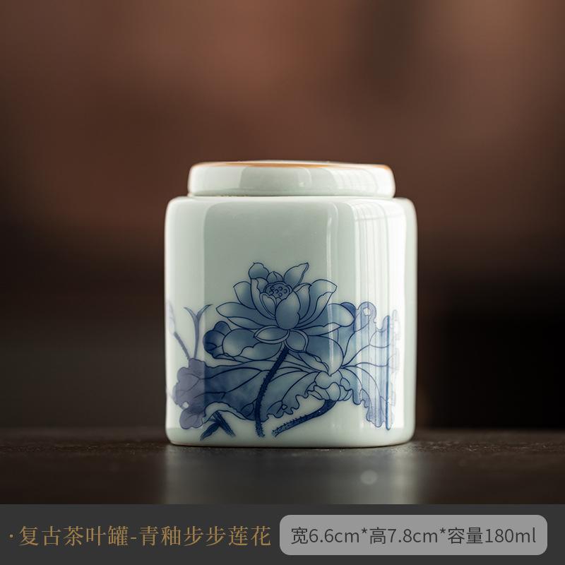 

Blue and White Porcelain Tea Canister Portable Ceramic Sealed Moisture-Proof Storage Jar Cookie Candy Storage Jar Art Decoration
