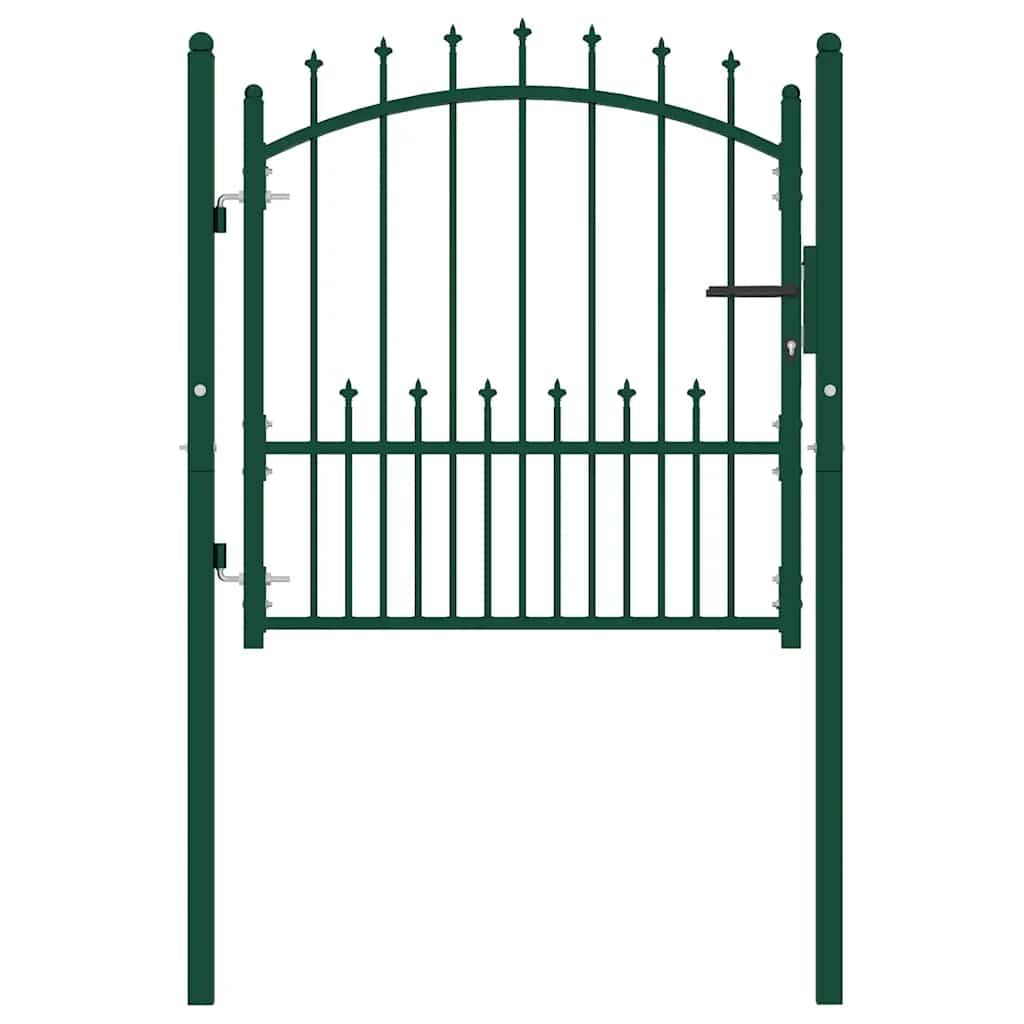 Vidaxl Garden Gate With Spikes, Steel, 100X100 Cm, Green