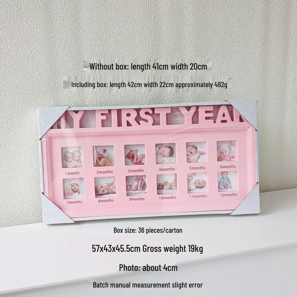 Baby & Child Growth Milestone Photo Frame - Wall Hanging & Tabletop Display, Plastic 'First Birthday' Commemorative Frame