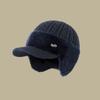 Men Hat 3-in-1 Knitted Baseball Cap with Ear Flaps Imitation Mink Fur Lining Quick-Drying