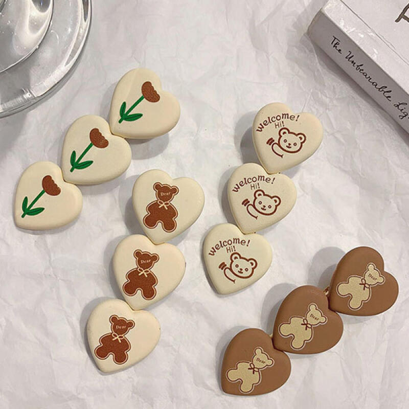[Set of 4] Lip Tulip Cute Bear Heart Clip Point Pin 4-piece set