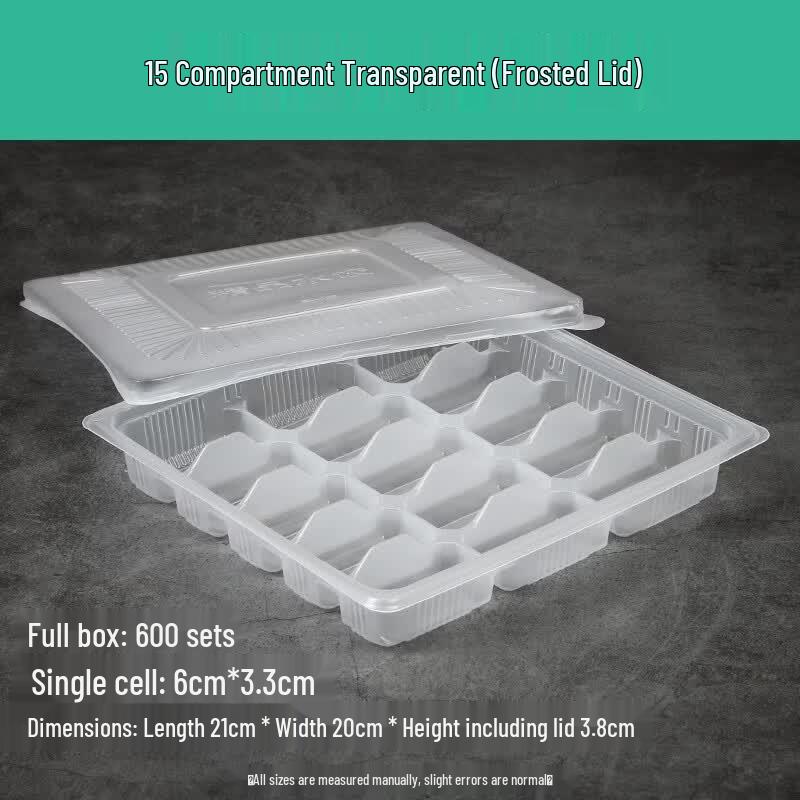 Miao Jia Yi Disposable 15-Compartment Dumpling Storage Boxes with Frosted Lids