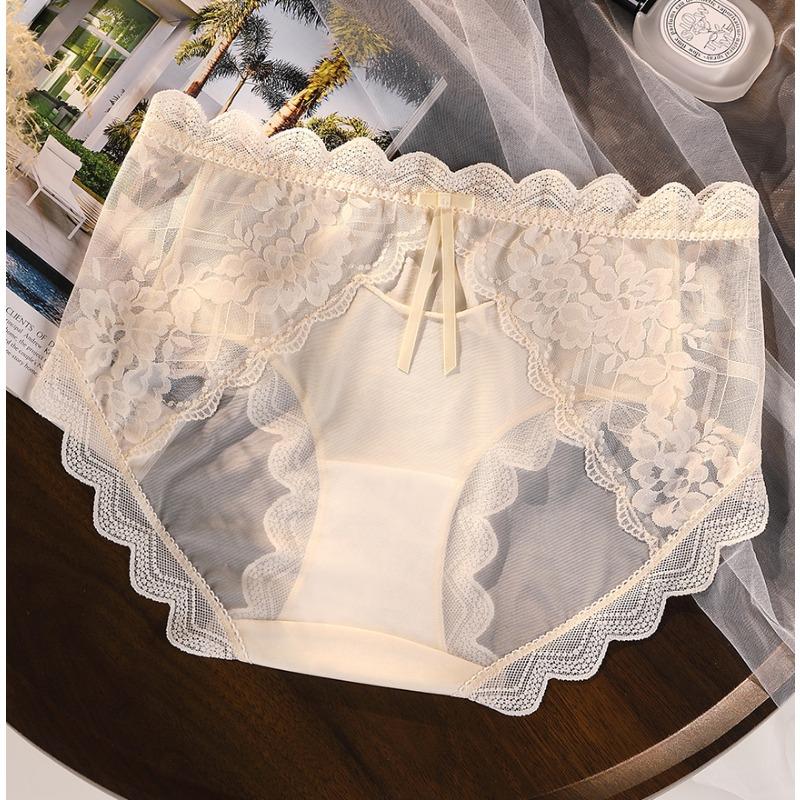 Plus Size Women's Cotton 7A Antibacterial Sexy Lace Pure Mesh Underwear