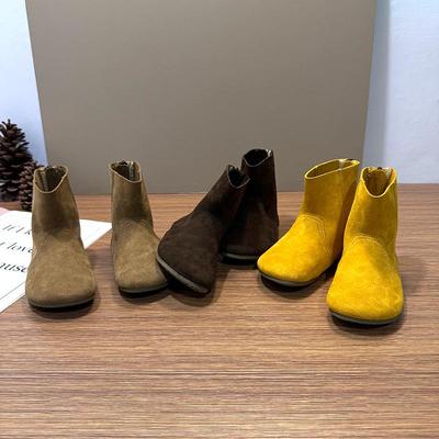 Women's Retro British Ankle Boots - Autumn Western Cowboy Style, Solid Color Suede, Round Toe, In Stock