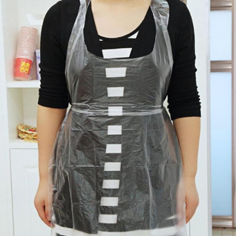 Kitchen Restaurant Disposable Waist Strap Vinyl Waterproof Apron 100P