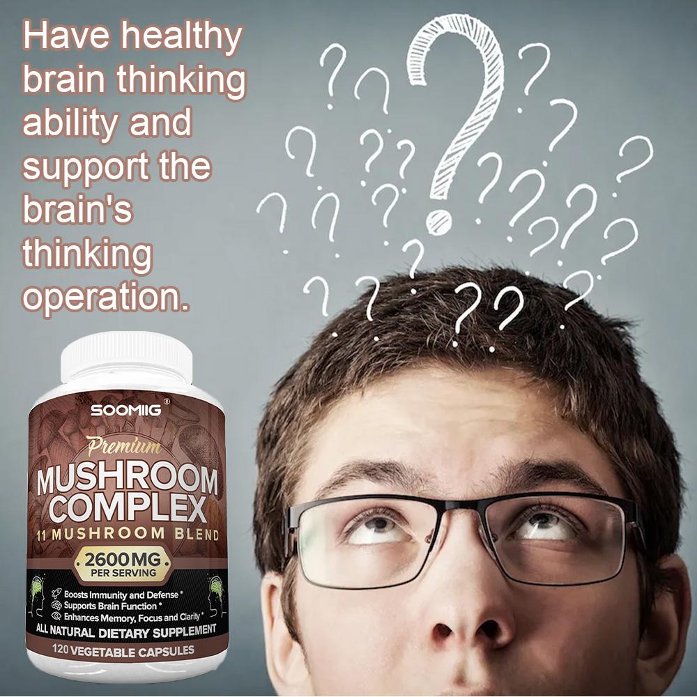 Mushroom Complex 120 Capsules Brain Support Increase Memory Immune Focus Health