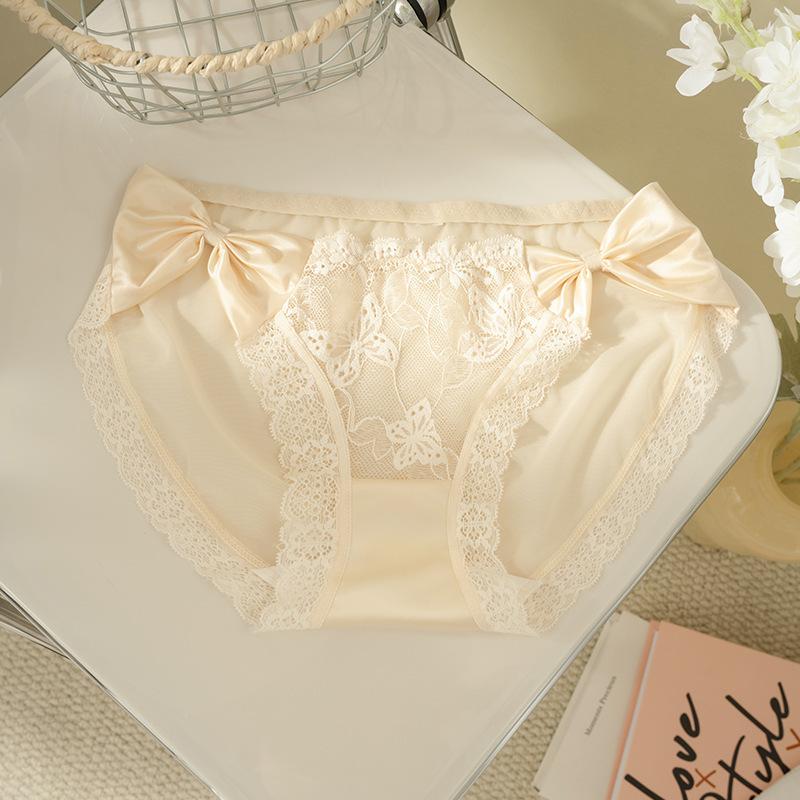 

Ladies Summer Thin New Sweet Sexy Lace Cotton Antibacterial Crotch Triangle Briefs L тілесний/шампанського