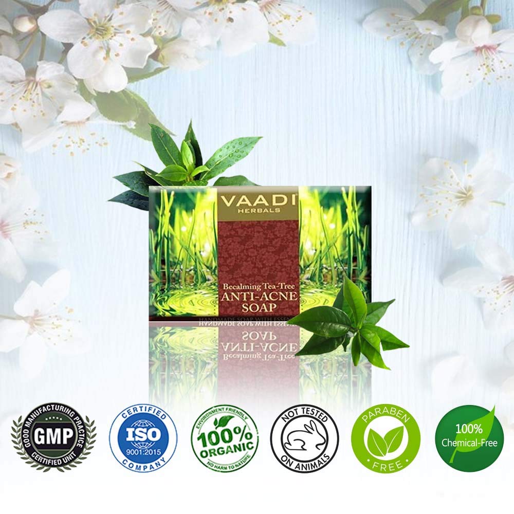 Çay Ağacı özlü sivilce karşıtı yatıştırıcı sabun (75 gr), Sakinleştirici Çay Ağacı Akne Karşıtı Sabun, Vaadi Bitkisel