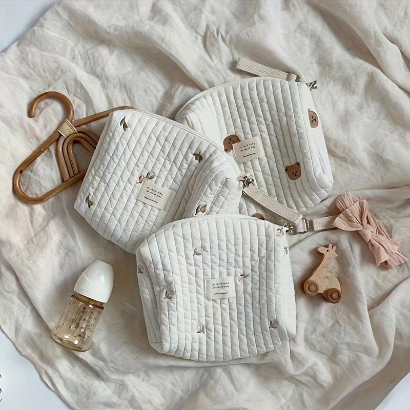 1pc Embroidered Diaper Bag For, Reusable Stroller Organizer with Wet/Dry Compartment, Portable Zipper Pouch for Moms