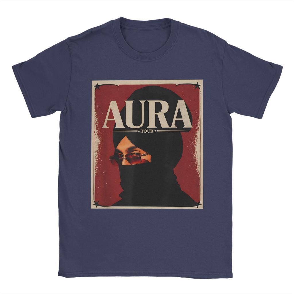 Diljit Dosanjh Aura World Tour T Shirt Unisex Vintage Pure Cotton T Shirts Summer Crew Neck Novelty Tees Casual Big Size Clothes
