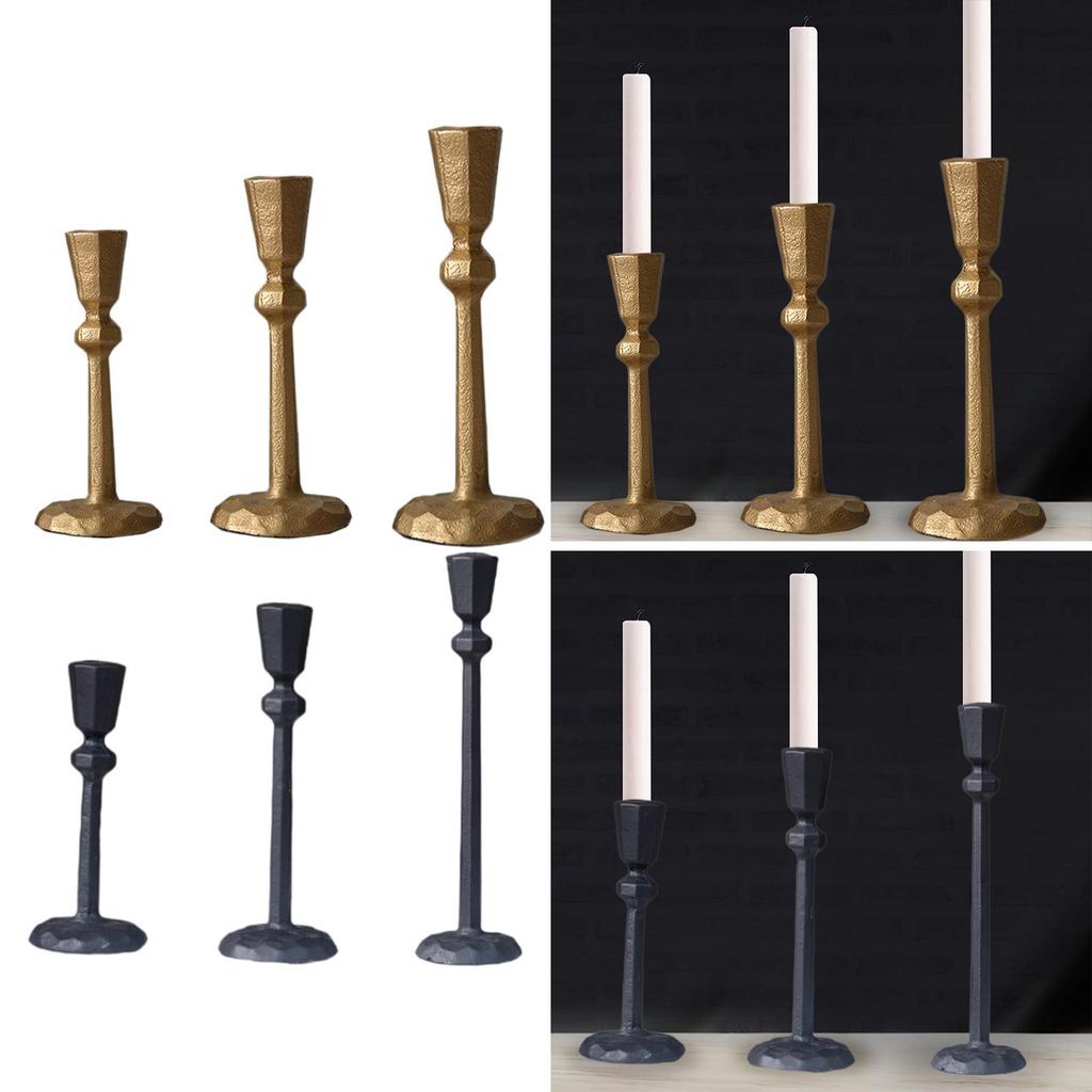 3x Pillar Candle Holders Decorative Candle Stands for Wedding Living Room